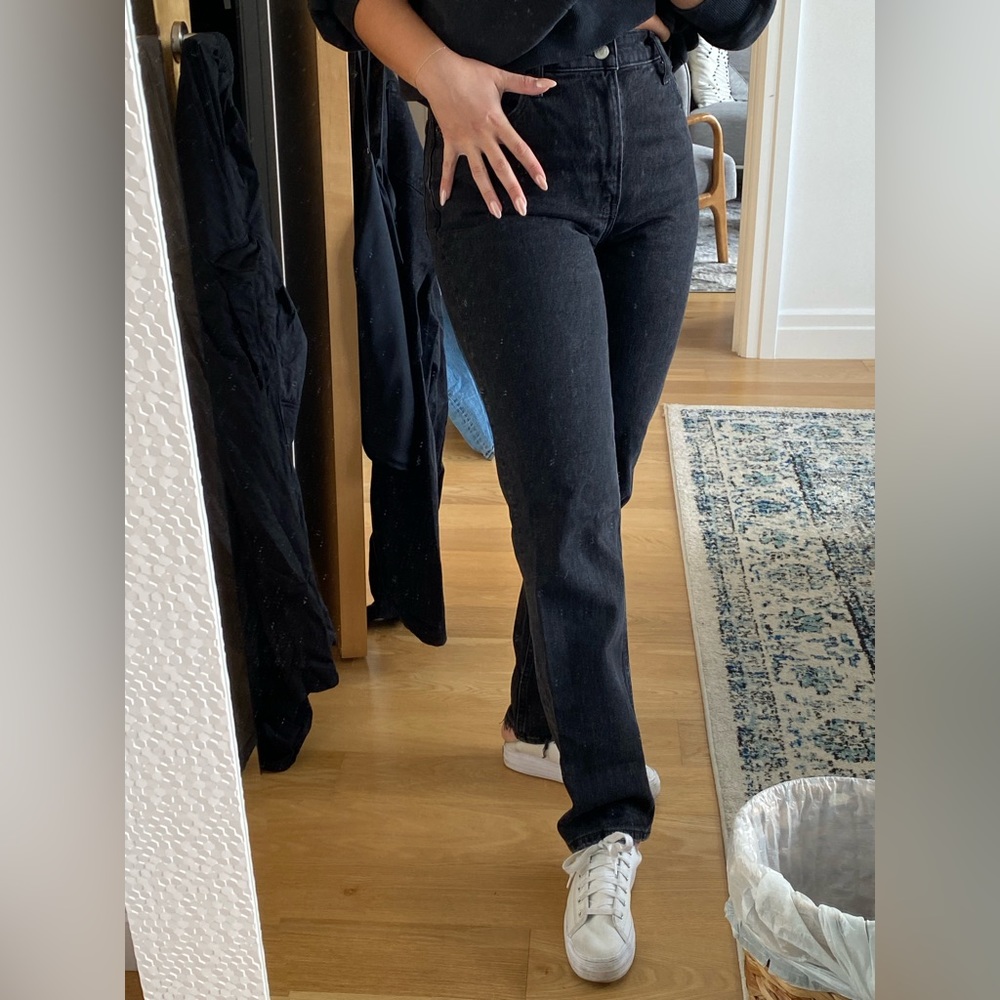 Abercrombie 90s straight ultra high rise in black